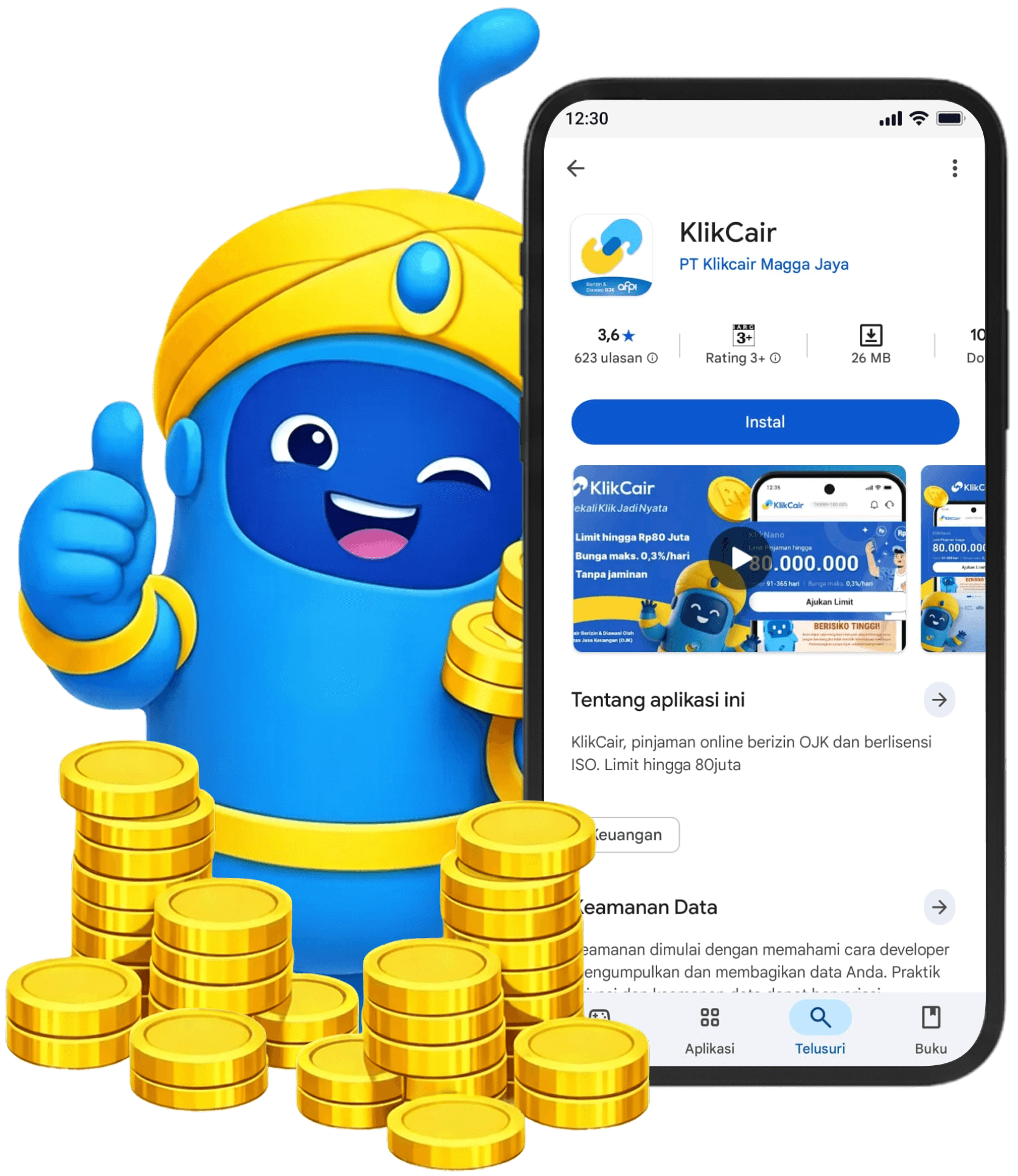 Tampilan aplikasi KlikCair di Play Store